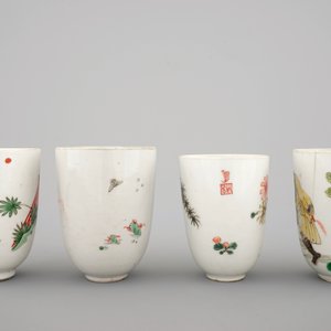A set of 4 Chinese famille verte wine cups, Kangxi, ca. 1700 — 照片 3
