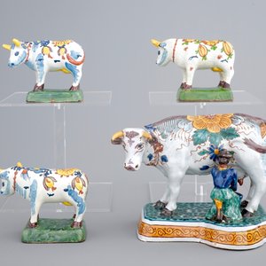 A set of 4 polychrome Dutch Delft cows, 19th C. — 照片 2