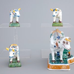 A set of 4 polychrome Dutch Delft cows, 19th C. — 照片 3