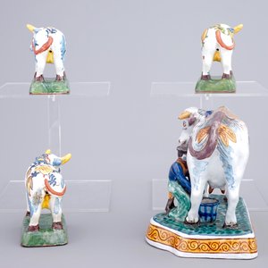 A set of 4 polychrome Dutch Delft cows, 19th C. — 照片 5