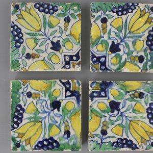 A set of 4 rare small format Dutch Delft tiles, 17th C. — photo 1