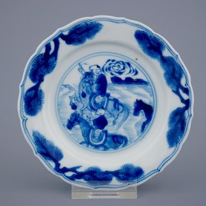 A set of 6 Chinese blue and white saucers with horseriders, Kangxi — photo 2