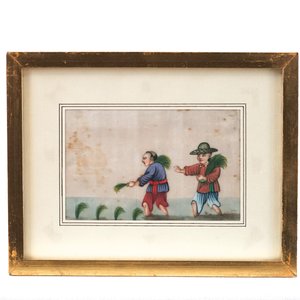 A set of 6 Chinese Canton rice paper paintings, 18/19th C. — photo 2