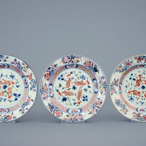 A set of 6 Chinese rose-verte plates with carps, Qianlong, 18th C. — 照片 2