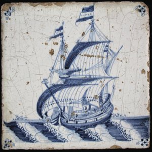 A set of 6 Dutch Delft blue and white tiles with maritime scenes, 17/18th C. — photo 1