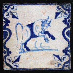 A set of 6 Dutch Delft blue and white tiles with various designs of animals, 17/18th C. — 照片 1