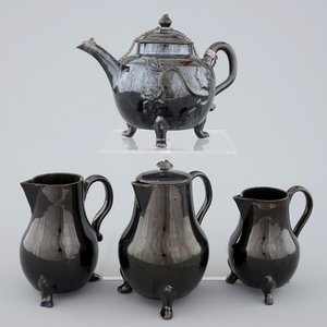 A set of black glazed teapots and jugs in Namur pottery, 18th C. — 照片 1