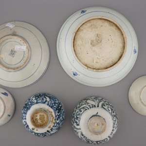 A set of Chinese porcelain blue and white wares, Ming dynasty — 照片 2