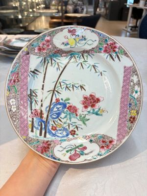 A set of five Chinese famille rose 'floral scroll painting' plates and three dishes, Qianlong — photo 12