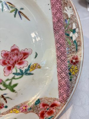 A set of five Chinese famille rose 'floral scroll painting' plates and three dishes, Qianlong — photo 15
