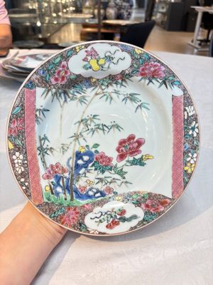 A set of five Chinese famille rose 'floral scroll painting' plates and three dishes, Qianlong — photo 10