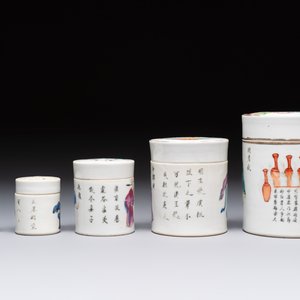 A set of five Chinese famille rose 'Wu Shuang Pu' nesting boxes and covers, 19th C. — foto 4