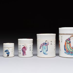 A set of five Chinese famille rose 'Wu Shuang Pu' nesting boxes and covers, 19th C. — foto 5