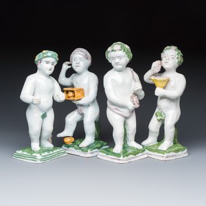 A set of four Brussels faience allegorical figures of the four seasons — 照片 1