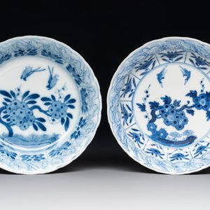 A set of four Chinese blue and white cups and saucers, flower mark, 19th C. — photo 2