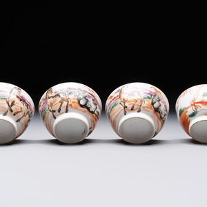 A set of four Chinese famille rose cups and saucers with horses, Qianlong — 照片 9