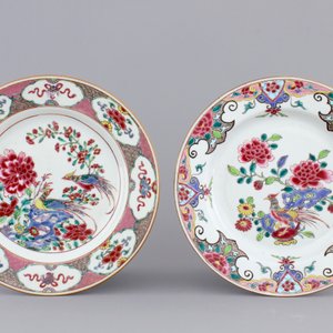 A set of four Chinese famille rose porcelain plates with birds, 18th C. — photo 2