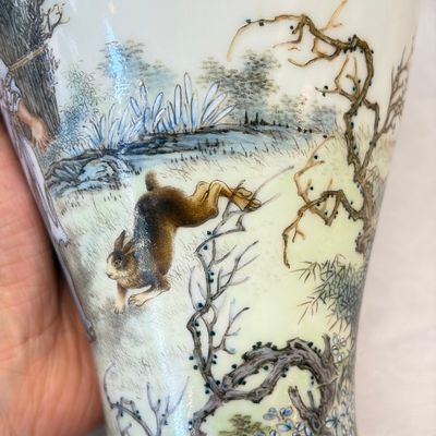 A set of four Chinese famille rose 'Yu Qiao Geng Du 漁樵耕讀' vases — photo 9