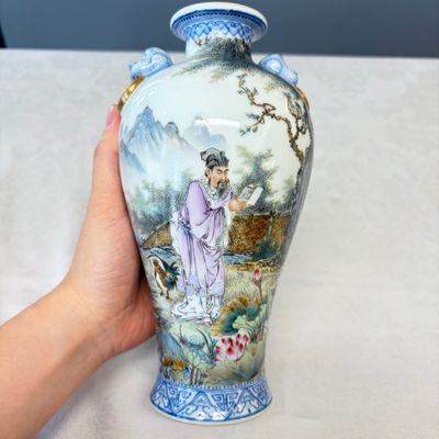 A set of four Chinese famille rose 'Yu Qiao Geng Du 漁樵耕讀' vases — photo 31
