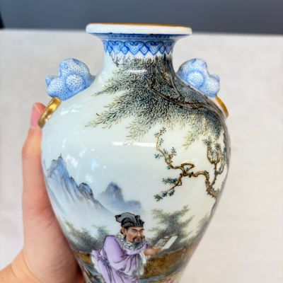 A set of four Chinese famille rose 'Yu Qiao Geng Du 漁樵耕讀' vases — photo 32