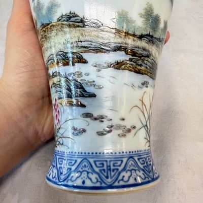 A set of four Chinese famille rose 'Yu Qiao Geng Du 漁樵耕讀' vases — photo 38