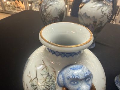 A set of four Chinese famille rose 'Yu Qiao Geng Du 漁樵耕讀' vases — photo 57