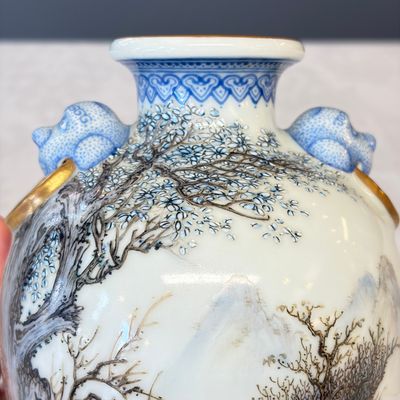 A set of four Chinese famille rose 'Yu Qiao Geng Du 漁樵耕讀' vases — photo 3
