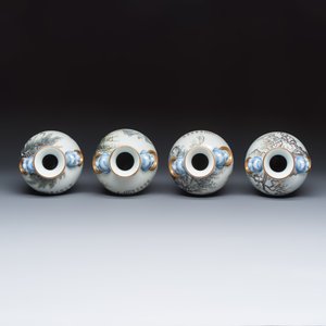 A set of four Chinese famille rose 'Yu Qiao Geng Du 漁樵耕讀' vases — photo 6