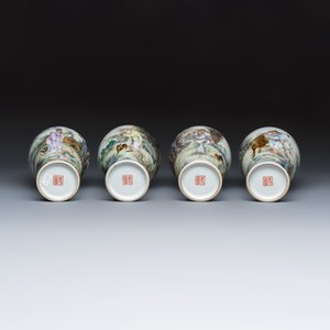 A set of four Chinese famille rose 'Yu Qiao Geng Du 漁樵耕讀' vases — photo 7