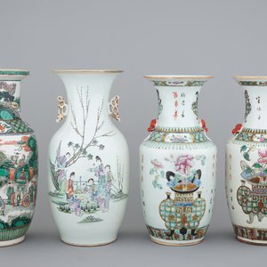 A set of four Chinese famille verte and wucai vases, 19th C. — photo 1