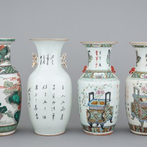 A set of four Chinese famille verte and wucai vases, 19th C. — photo 3
