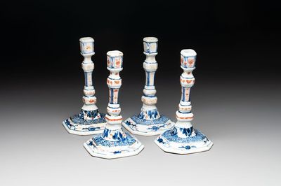 A set of four Chinese Imari-style candlesticks, 18th C.