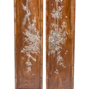 A set of four Chinese or Vietnamese mother-of-pearl-inlaid hongmu panels depicting birds among flowering branches, 19th C. — photo 6
