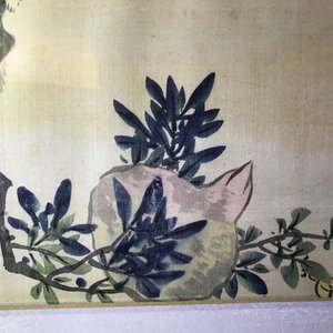 A set of four Chinese watercolours with birds among flowering branches and calligraphy, framed, 19th C. — 照片 21