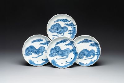 A set of four Japanese Arita 'tiger' plates, Edo, 18th C.