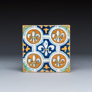 A set of four rare polychrome Dutch Delft maiolica tiles with fleur-de-lys — 照片 7