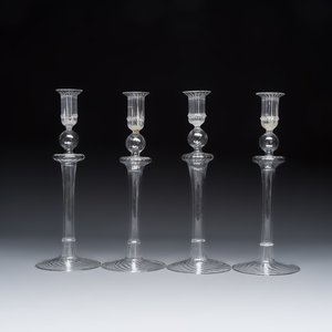 Four ribbled glass candlesticks — foto 3