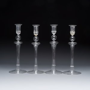Four ribbled glass candlesticks — foto 4