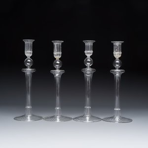 Four ribbled glass candlesticks — foto 5