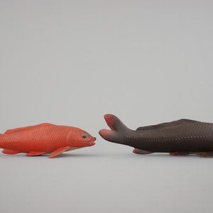 A set of Japanese koi-carps in wooden box, Onaka Suigetsu Kyujiro (1893-1975), 20th C. — 照片 4