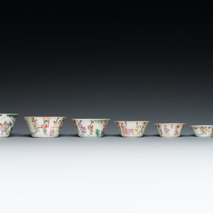 A set of seven Chinese famille rose nesting bowls with narrative design, Daoguang — photo 2