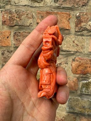 A set of seven Chinese red coral figures on wooden stand, 19/20th C. — photo 34