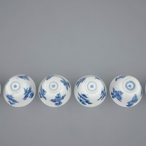 A set of six Chinese blue and white cups and saucers, Kangxi — 照片 9