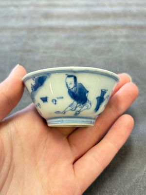 A set of six Chinese blue and white cups and saucers, Qing Yu Tang 青玉堂 and Lin Yu Tang 琳玉堂 marks, Kangxi — foto 13