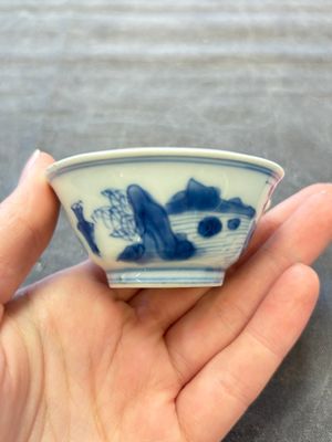 A set of six Chinese blue and white cups and saucers, Qing Yu Tang 青玉堂 and Lin Yu Tang 琳玉堂 marks, Kangxi — foto 14