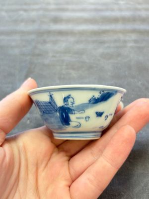 A set of six Chinese blue and white cups and saucers, Qing Yu Tang 青玉堂 and Lin Yu Tang 琳玉堂 marks, Kangxi — foto 16
