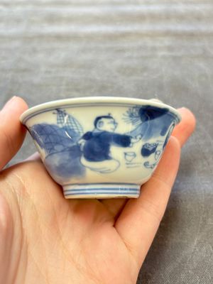 A set of six Chinese blue and white cups and saucers, Qing Yu Tang 青玉堂 and Lin Yu Tang 琳玉堂 marks, Kangxi — foto 19