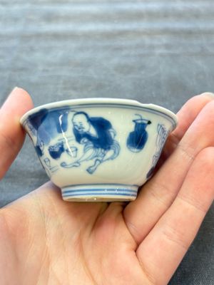 A set of six Chinese blue and white cups and saucers, Qing Yu Tang 青玉堂 and Lin Yu Tang 琳玉堂 marks, Kangxi — foto 20