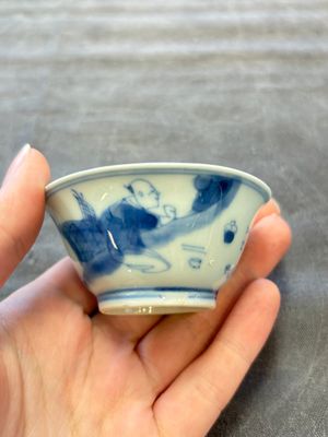 A set of six Chinese blue and white cups and saucers, Qing Yu Tang 青玉堂 and Lin Yu Tang 琳玉堂 marks, Kangxi — foto 26