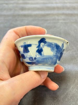 A set of six Chinese blue and white cups and saucers, Qing Yu Tang 青玉堂 and Lin Yu Tang 琳玉堂 marks, Kangxi — foto 37